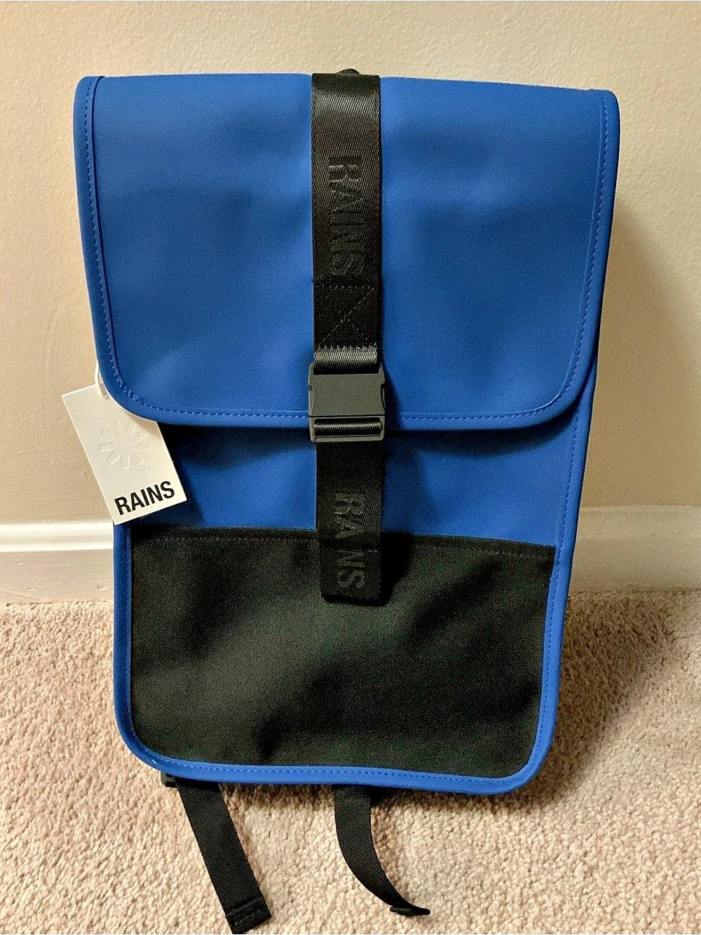 NWT Rains Mini Backpack Waterproof School Travel Bag - Blue / Black